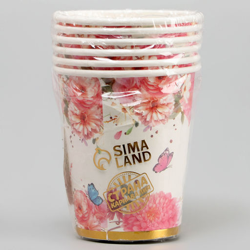 Стаканы бумажные С днём рождения, 6 шт., цвет розовый - Страна карнавалия фото 3