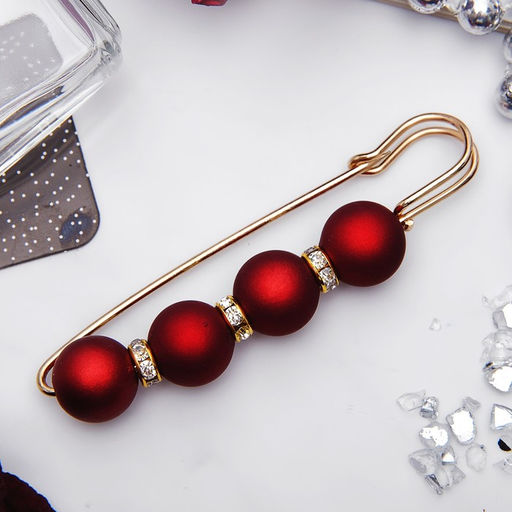 Цена за 2 шт. Булавка «Квартет» 8.5 см, шар №14, матовая, красная в золоте