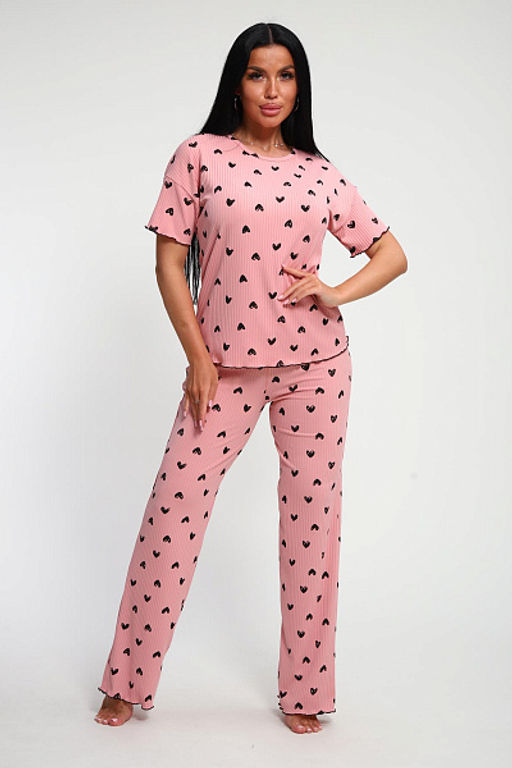 Пижама с брюками (01063, розовый) - Плиона фото 3