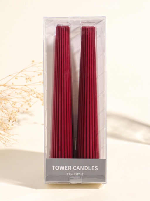 Набор свечей, 3.5х23 см, 2 шт "Башня" кармин 4х9,5х25 см