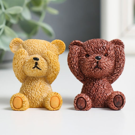 Цена за 4 шт. Фигурка полистоун «Мишка: не слышу, не вижу, не скажу», 4×2.5×3 см, МИКС