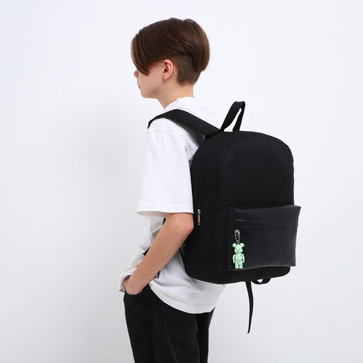 Рюкзак текстильный с карманом кожзам, 38х29х11 см, черный - Nazamok фото 11