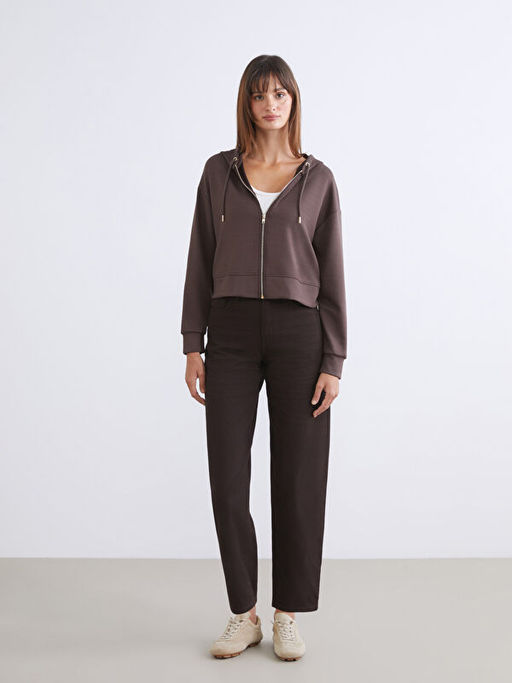 Kap??onlu Kad?n Fermuarl? Sweatshirt