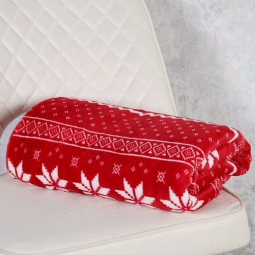 Плед флисовый 150х200 см Красный с белыми снежинками / GP611-4 /уп 100/ 696142 - ГалеонТрейд фото 3