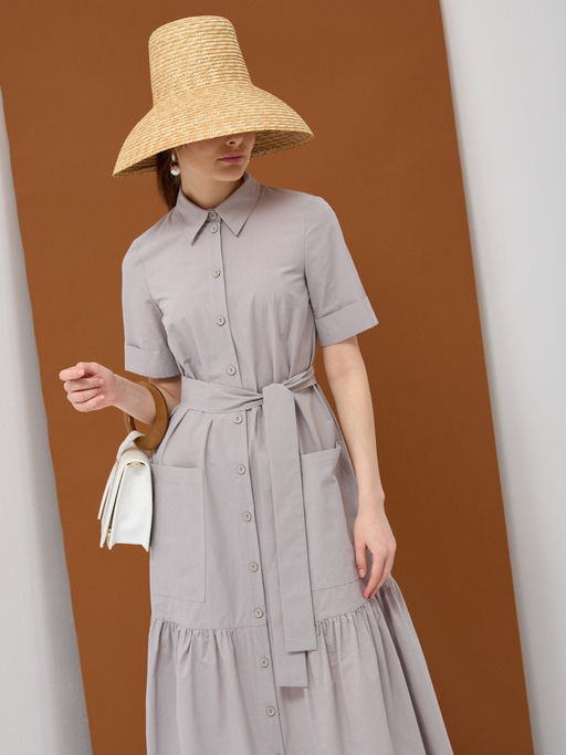 Платье хлопок OD-791-2 серый OD-791-2