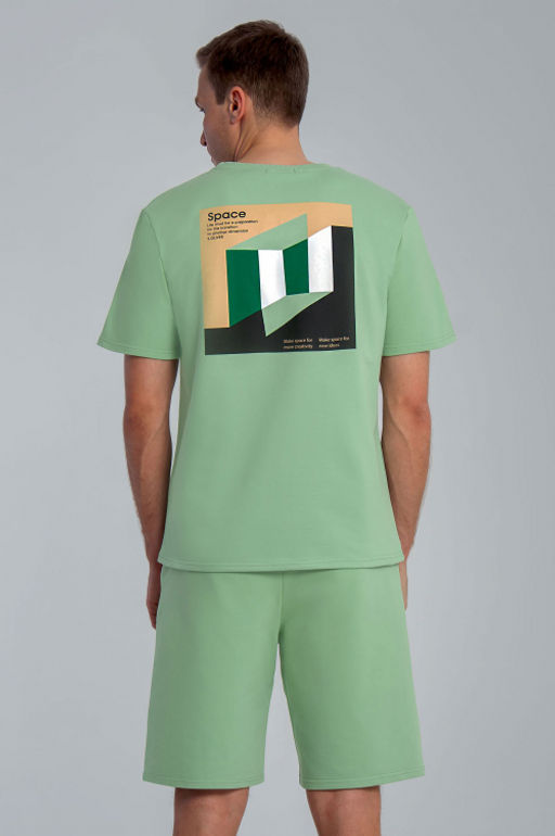 Арт. 63612 Комплект с шортами мужской 48-56 (5 шт) Цвет:верх-салатовый,низ-салатовый - Идеал фото 3