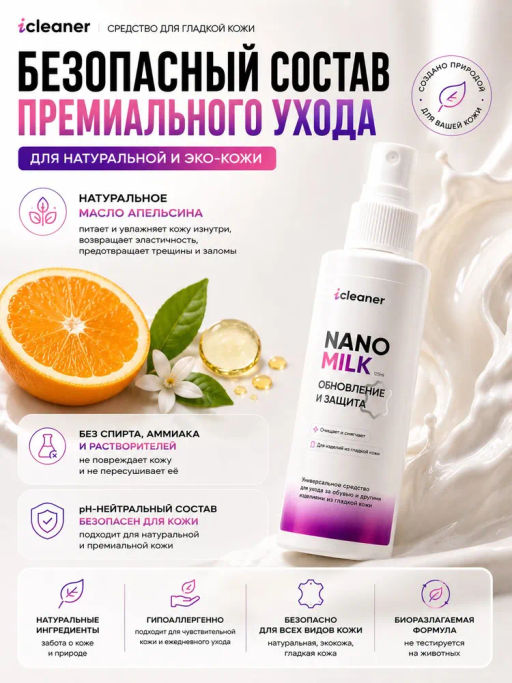 Молочко для ухода за гладкой кожей Nano-Milk 125 ml icleaner  фото 6