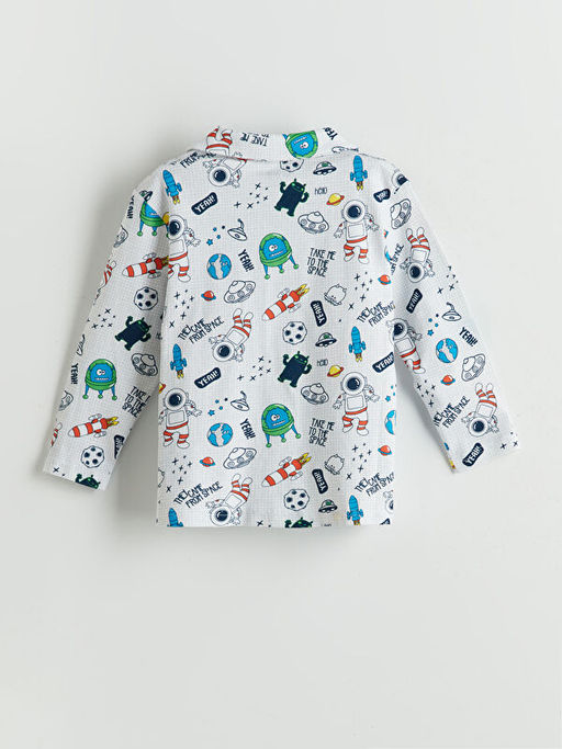 Bask?l? Erkek ?ocuk Pijama Tak?m?