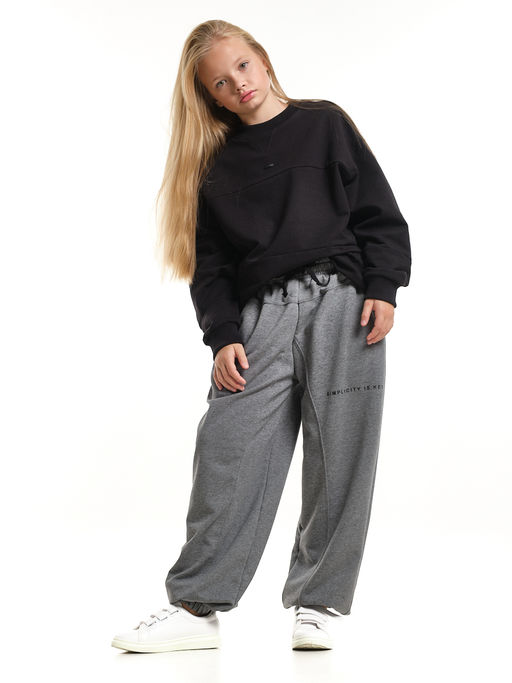 Брюки с принтом из футера UD 8021 графит меланж - Mini maxi фото 4