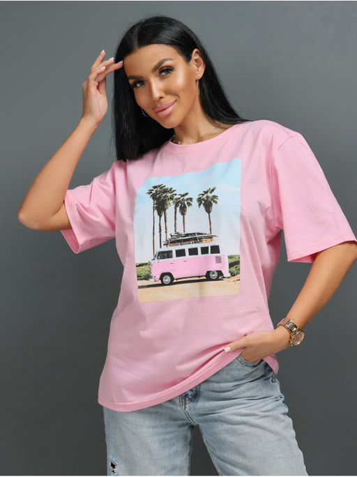 Футболка Пальма розовый женская - София фото 2