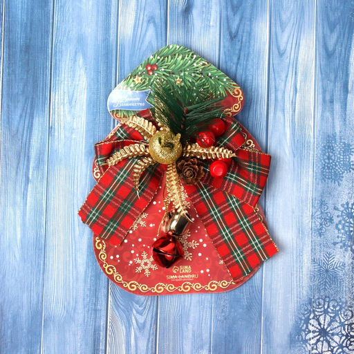 Ёлочная игрушка Зимнее волшебство. Новогодний стиль пластик, бант клетка ягоды, 1411 см, красный фото 4