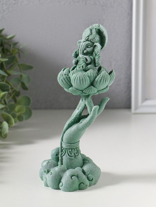 Фигурка полистоун «Рука с лотосом и Ганешей», зелёный, 7×7.3×18.5 см