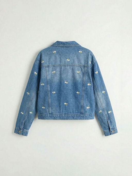 ?i?ekli K?z ?ocuk Jean Ceket