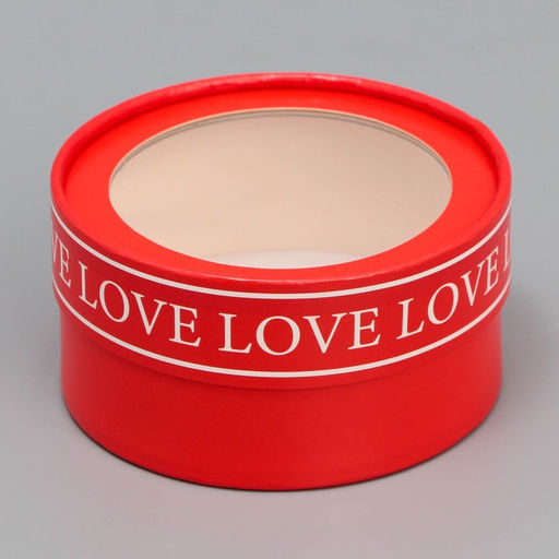Коробка для макарун, кондитерская упаковка тубус с окном Love, 12 х 12 х 5 см