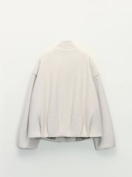 Куртка-бомбер оверсайз из пальтовой ткани / Zarina фото 2