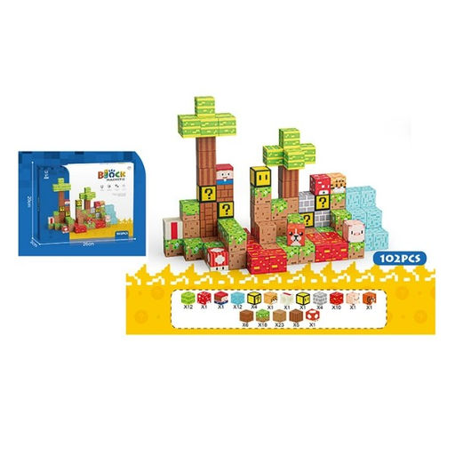 Конструктор магнитный 102 кубика, размер кубика 2*2см, в коробке (3016414)