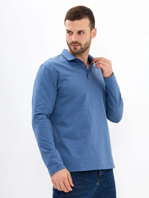 Джемпер мужской с воротником поло GREG G155-TD1246-LT9322-1 (джинс)  фото 6