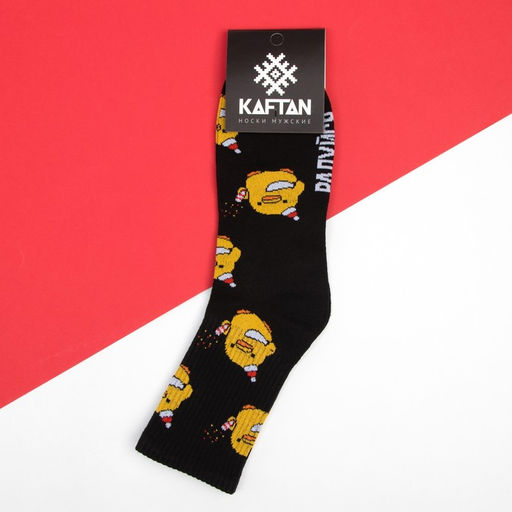 Носки новогодние мужские KAFTAN «Веселись» размер 41-44 (27-29 см), цвет чёрный