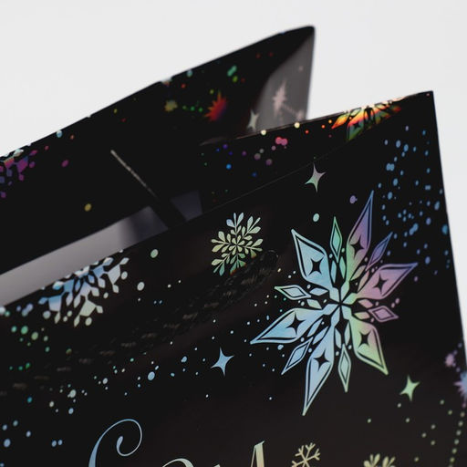 Пакет новогодний подарочный голографический «Танец снежинок», 18 х 23 х 10 см