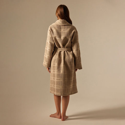 Халат вафельный женский SL HOME: Chess «Саббиа», размер S, хлопок 100%, коричневый