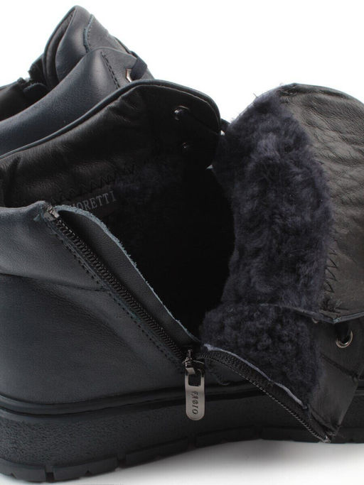 05-AW1010-2M DK. BLUE Ботинки зимние мужские (натуральная кожа, натуральный мех)