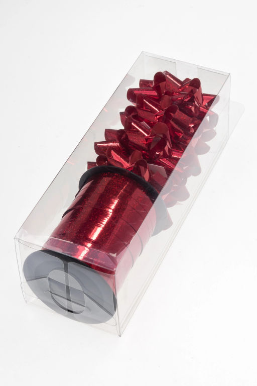 Набор для упаковки: бант 5,5 см (4 шт), лента 1 см*10 м (1 шт), SF-7825, красный №2 - Больше подарков фото 2