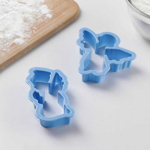 Набор форм для печенья Доляна Ангелы, 2 шт, 14?13?2 см, цвет голубой  фото 2