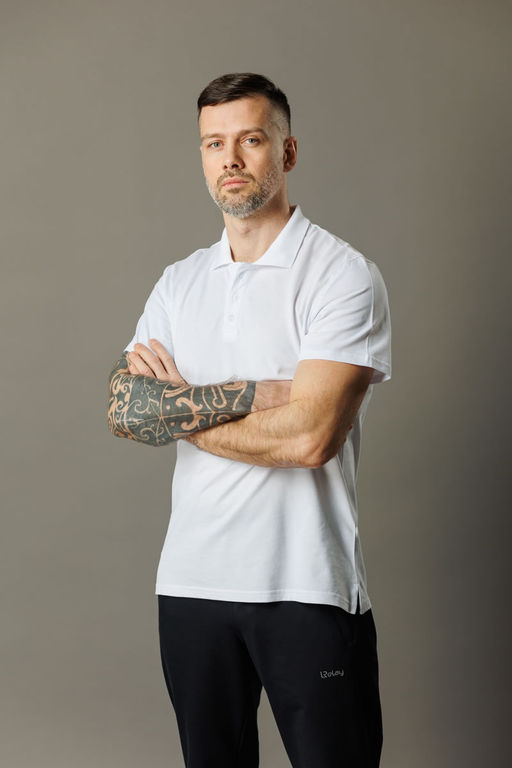 Спортивная футболка-поло 92% хлопок, 8% лайкра