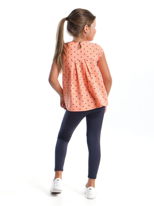 Комплект для девочки детский сад с лосинами UD 1624 персик горошек - Mini maxi фото 2