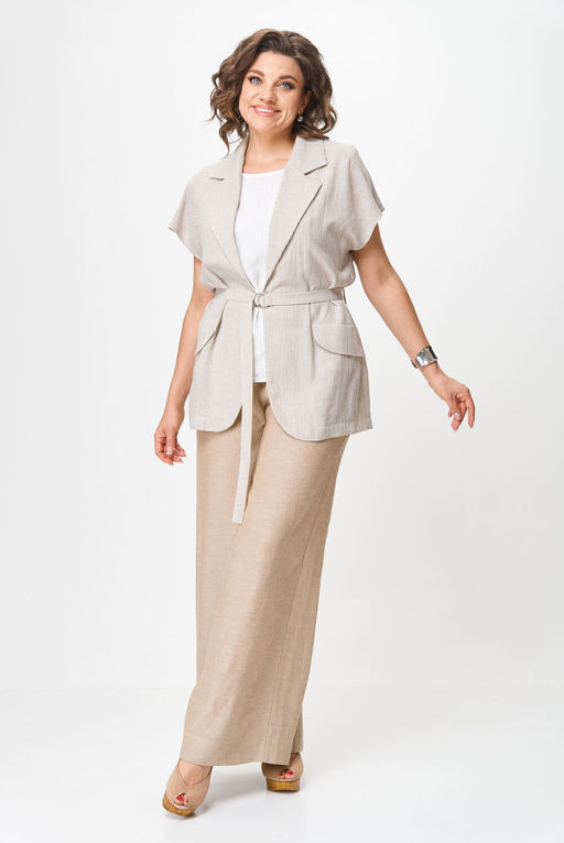 Костюм Michel Chic 1429 бежевый белый полоска