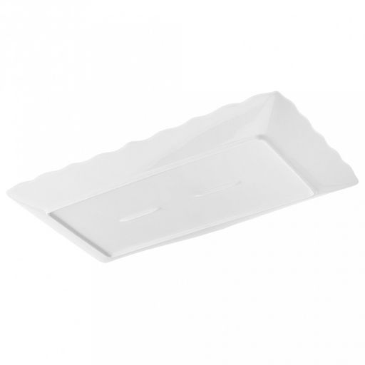 "Русь" Блюдо прямоугольное фарфоровое 407х217х30мм, белый, рельефный декор, волнистый край (Китай)