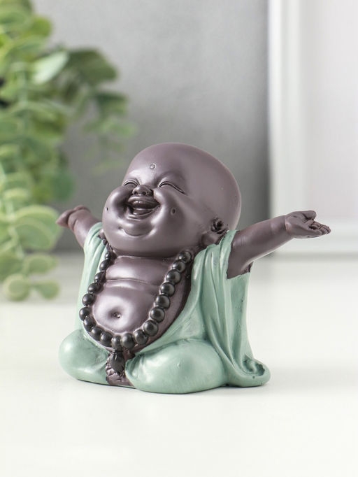 Сувенир полистоун "Счастливый хотей - приветствие солнца" зелёно-коричневый 5х10,5х7,5 см