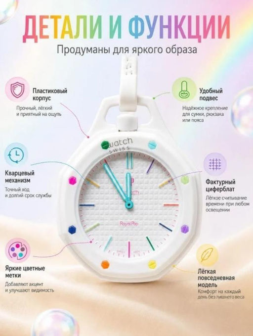 Трендовые часы на ремешке белые