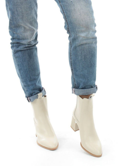 01-PCT161-2 BEIGE Ботинки Челси демисезонные женские (натуральная кожа, байка) - Фабричный китай фото 3