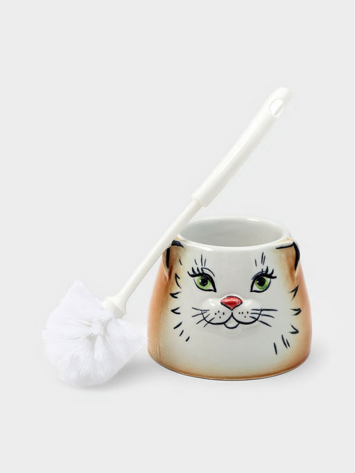 Ёршик для унитаза с подставкой «Кошка», фарфор, МИКС
