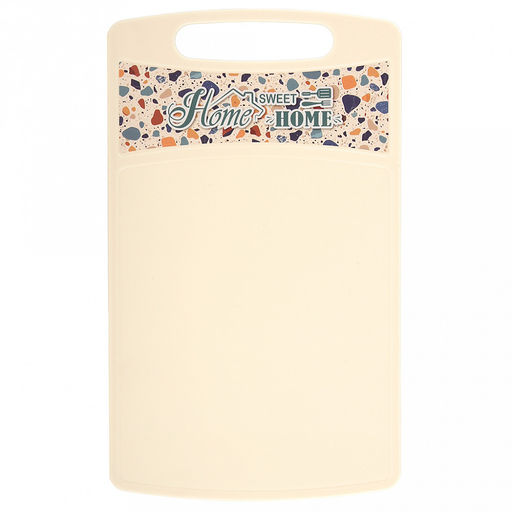 Доска разделочная пластмассовая "Bergamo" 26х15,5х0,35см, прямоугольная, с декором "Терраццо", светло-бежевый (Россия)