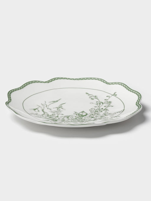 Тарелка десертная WY Bloomware. d=20 см, фарфор, белая, зелёная