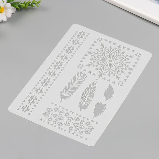 Цена за 2 шт. Трафарет пластик «Узоры, перья», 21×29.7 см