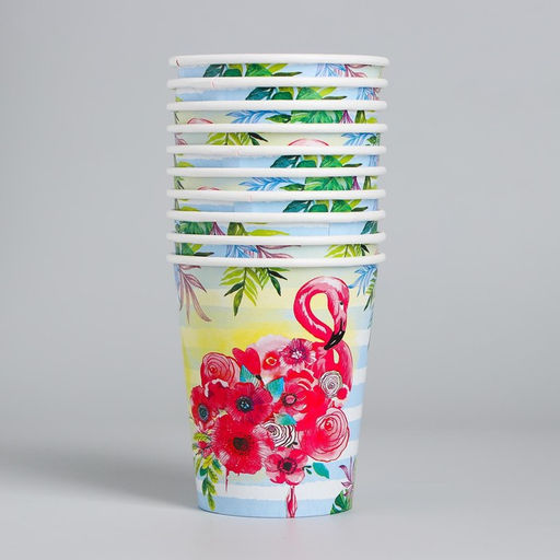 Цена за 10 шт. Стакан бумажный Фламинго, 250мл - Страна карнавалия фото 3