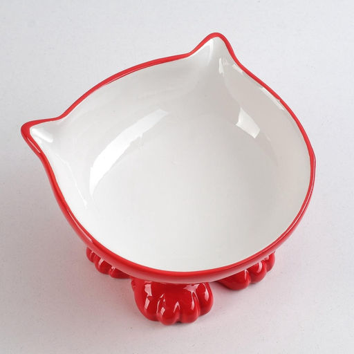 Миска керамическая «Киса» на подставке-лапках 200 мл, 13×12×8 см, красная