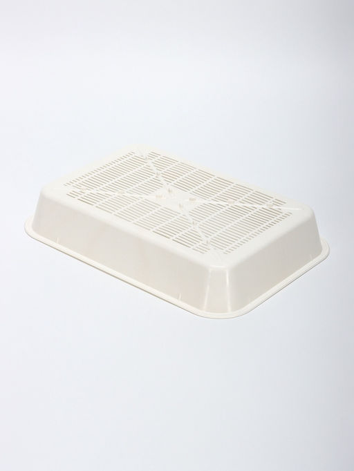 Туалет средний с бортом и сеткой 36×26×9, см, лоток бежевый, сетка и борт белые