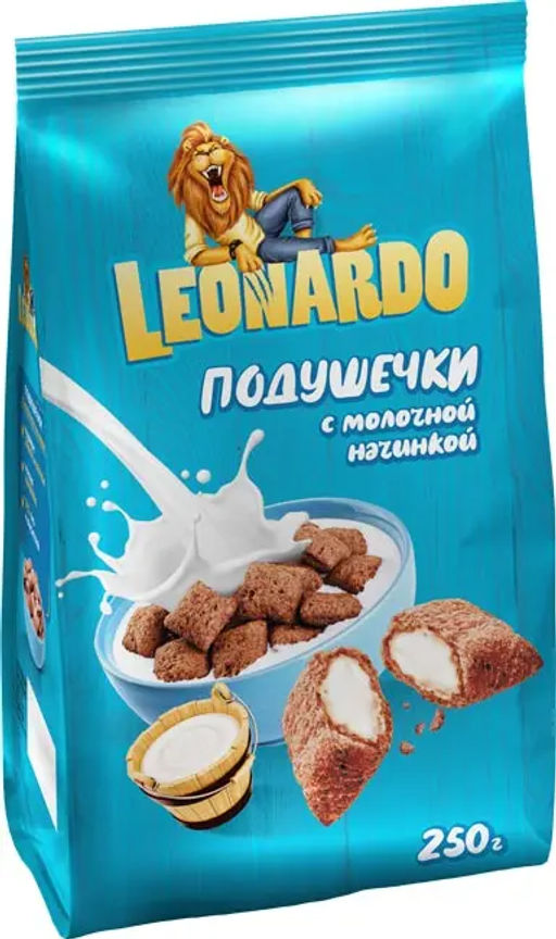 Leonardo, готовый завтрак Подушечки с молочной начинкой, 250 г  фото 2