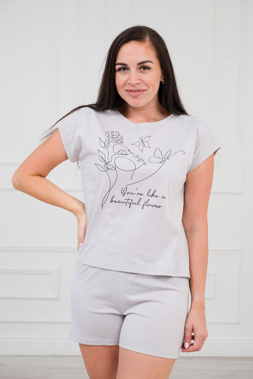 Пижама из кулирки женская Ника серый - Амадэль фото 2