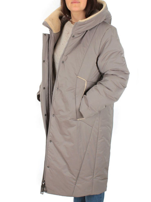 M-9079 GRAY/BEIGE Пальто зимнее женское CORUSKY (верблюжья шерсть) - Fashion фото 9