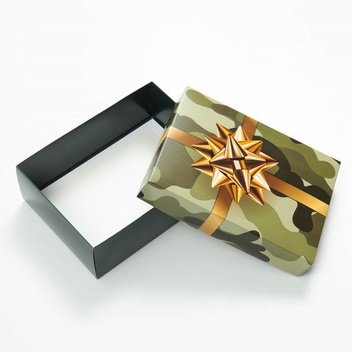 Цена за 5 шт. Коробка подарочная, крышка - дно, сборная Камуфляж с бантом, 21?15?7 см