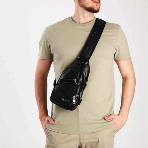 Сумка слинг, искусственная кожа, цвет чёрный - Simaland фото 8