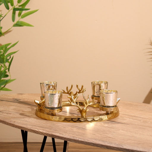 Подсвечник на 4 свечи «Рожки», 30×30×10 см, алюминий