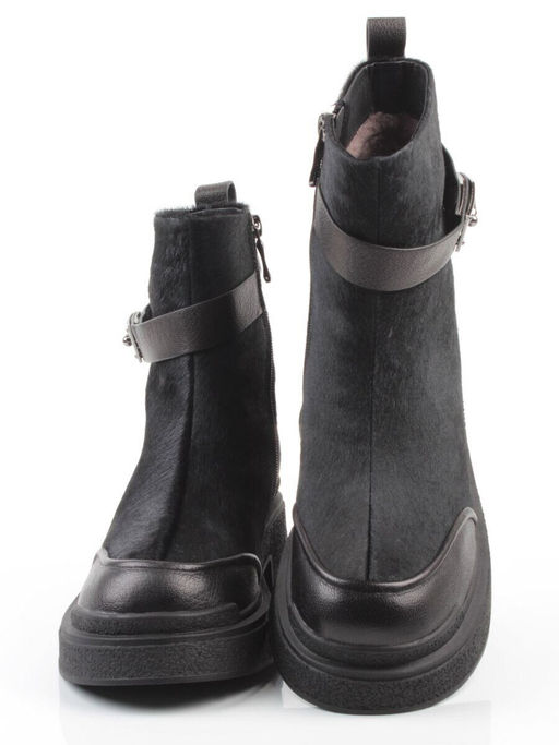 04-HSM704 BLACK Ботинки зимние женские (натуральная кожа, натуральный мех)