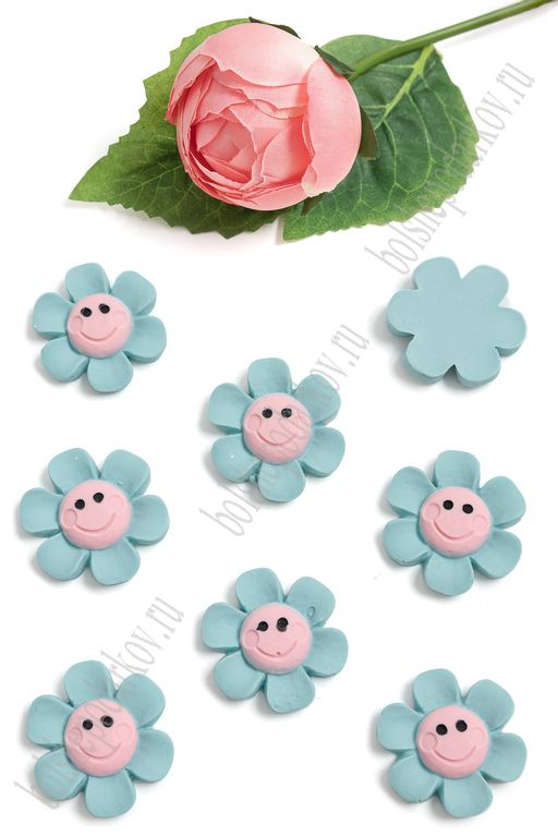 Кабошон "Цветочек" (30 шт) SF-5775, голубой