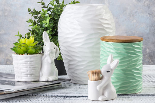 Вазочка п/зубочистки 6,5*4,5*10 см Кролик-Зайчик + зубочистки - Elan gallery фото 9